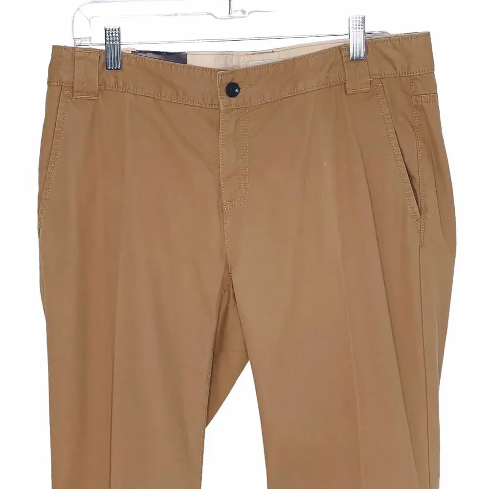 Banana Republic Khaki Chinos Wide Leg Dark Tan 10 NEW